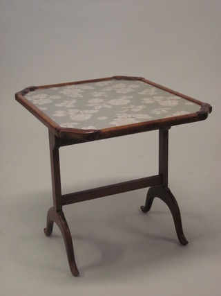 A 1930's walnut fire screen/folding table with tapestry panel to the centre 21"