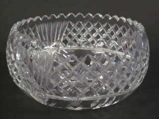 A circular cut glass bowl 9"