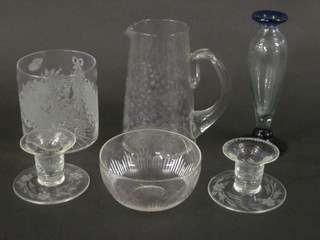 A collection of decorative glassware