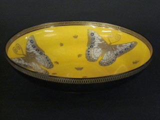 A yellow glazed Worcester bowl the base with purple mark, 1 star and 3 dots 2577 12"