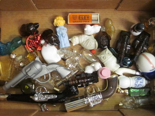 A large collection of Avon glass novelty scent bottles
