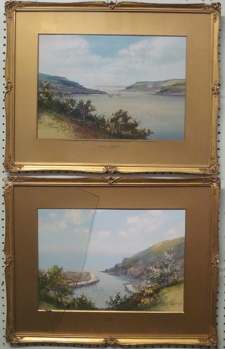 G Trevor, pair of watercolour drawings "Fowey Harbour and Looe" 9 1/2" x 13 1/2"