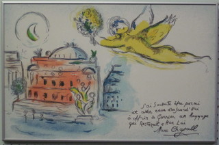 After Mark Chagall, a coloured print 12" x 20"