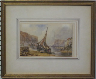 H B Carter, watercolour drawing "Beached Fishing Boat" 5" x 8"