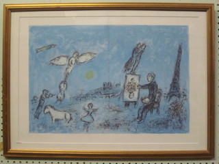 Mark Chagall, an original lithograph, "The Painter and His Double" the reverse with William Weston Gallery label 12" x 18  1/2"