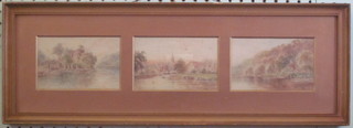 Three watercolour drawings "Loch Scenes of London - Abingdon Church and 2 Loch Scenes of London" 3" x 5"
