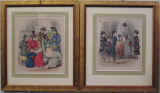 A pair of 19th Century fashion plates 10" x 9" contained in gilt frames