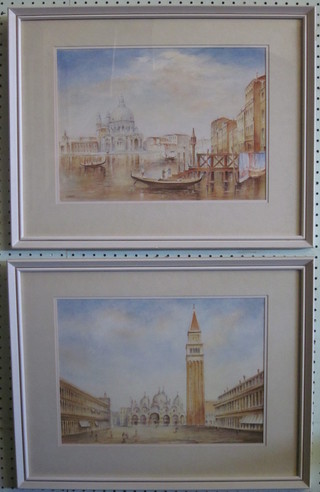 P Tusely, pair of watercolours "Venice" 11" x 14"