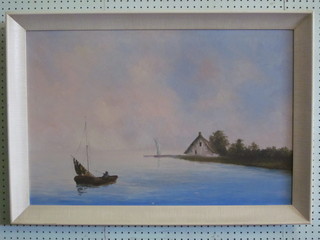 W Witchard, oil on canvas "Study of Fishing Boat" 19" x 29"