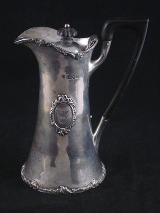 An Edwardian silver hotwater jug of waisted tapering form,  London 1901, 12 1/2 ozs