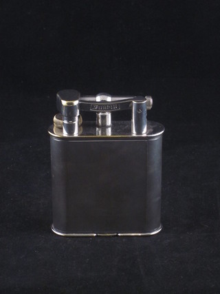A Dunhill silver plated table lighter, base marked RD737418