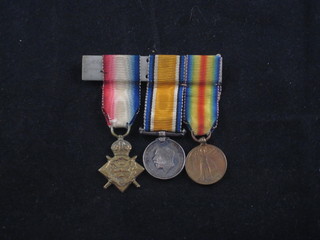 A group of 3 miniature medals comprising 1914 Star, British  War medal and Victory medal