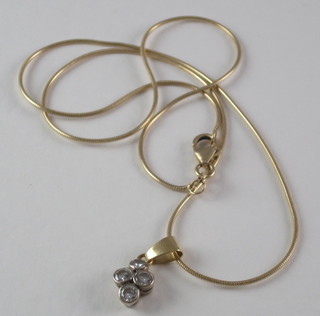 A fine gold chain hung a pendant set diamonds