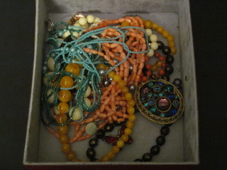 A quantity of costume jewellery including beads