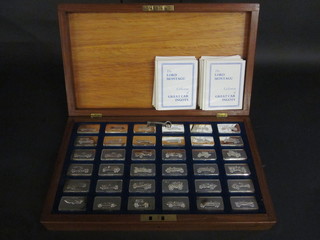 A set of 36 silver proof ingots - The Lord Montague collection,  65 ozs, cased