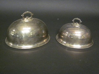 2 oval silver plated meat covers 11 1/2" and 10"