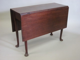 A Georgian honey oak rectangular drop flap gateleg dining table, raised on club supports 36"