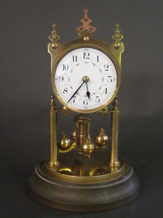 A 400 day clock with enamelled dial and Roman numerals by  Gustav Becker, complete with glass dome  ILLUSTRATED