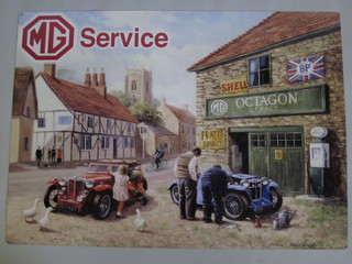 A reproduction enamelled metal advertising sign MG Service 20"  x 27 1/2"