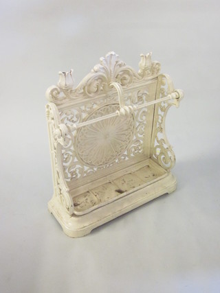 A Victorian pierced white painted cast iron umbrella stand 28"