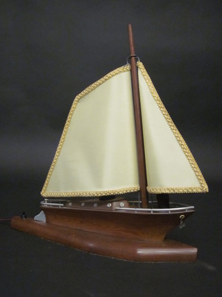 An Art Deco table lamp in the form of a yacht 18"