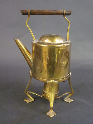 A Dresser style brass spirit kettle complete with burner, the base marked K  ILLUSTRATED