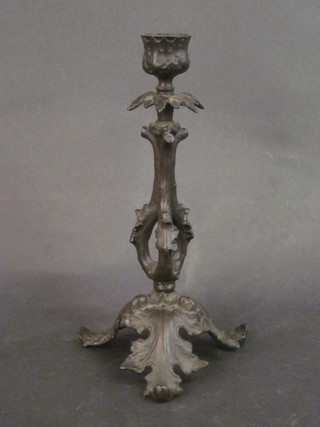 A 19th Century bronze candlestick 9"