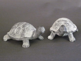 2 ornamental metal figures of tortoises 6"