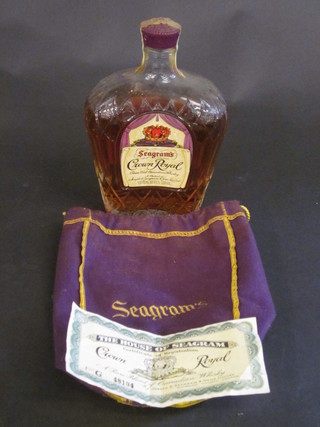 A bottle of Seagrams Crown Royal Old Canadian Whisky
