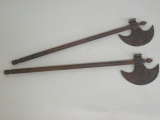 2 decorative axes with 7" heads and metal shafts