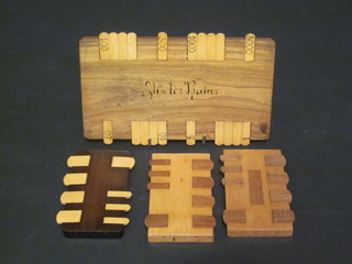 4 various wooden Bezique markers