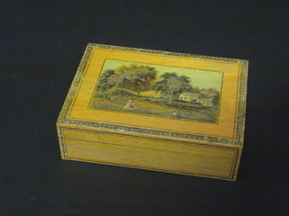 A 19th Century box with hinged lid decorated Romantic scene 6"