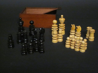 A wooden chess set