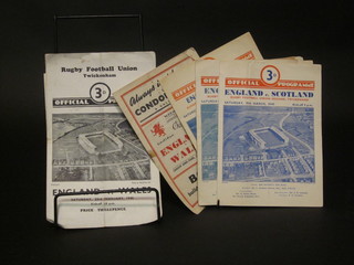 A 1949 England V Scotland Rugby Football Union programme together with various other Rugby programmes