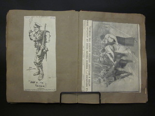 A scrap book including various press cuttings relating to Mark  Twain, First World War War Heroes, Actresses etc