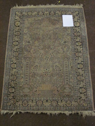 A pink ground Persian silk rug 47" x 30"