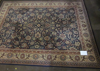 A blue ground and floral patterned Persian style carpet 117" x  95"