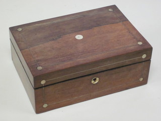 A rectangular Victorian rosewood trinket box with hinged box  inlaid mother of pearl 10"