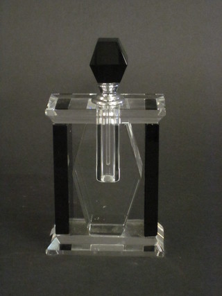 An Art Deco style square glass scent bottle 4 1/2"