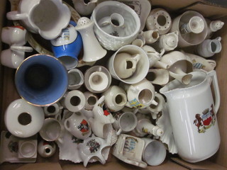 A crate containing a collection of crested china