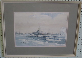John Brayier? watercolour "HMS Amazon" signed and dated  1981 9 1/2" x 13 1/2"
