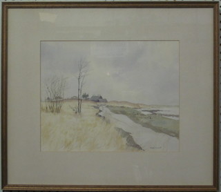 George W Miller, watercolour drawing "The Maltings From  Shap Marshes" 10" x 13"