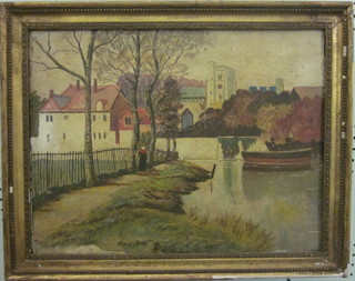 A D Cox, oil on canvas "Maidstone" 13" x 17 1/2"