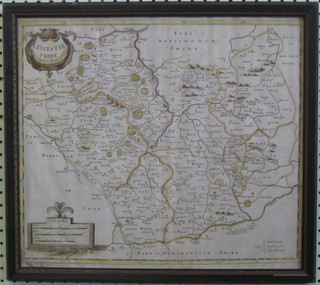 Robert Morden a coloured map of Leicester 14" x 16"