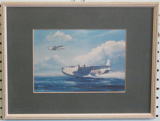 After Barry Price, coloured print "Sunderland Flying Boat" 5" x  7"