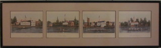 4 Victorian coloured rowing prints "A Funny, Scullers  Outrigger, Pair Oar'd Outrigger and Four Oar'd Outrigger"