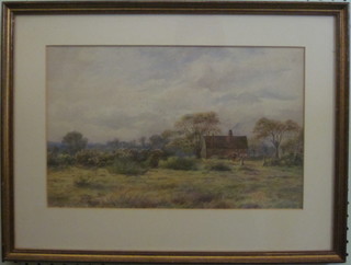 Powell May, watercolour "Country Cottage" 9" x 14"