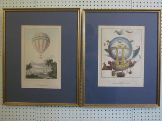 6 various coloured ballooning prints 11" x 8"