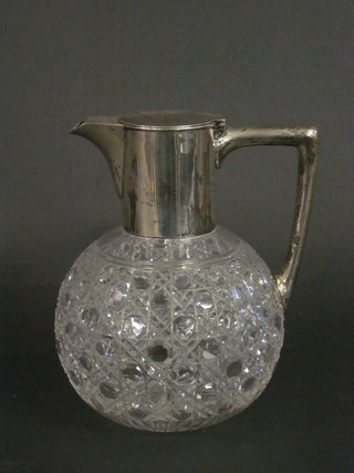 A Victorian cut glass Dresser style claret jug with silver collar, Sheffield 1899  ILLUSTRATED