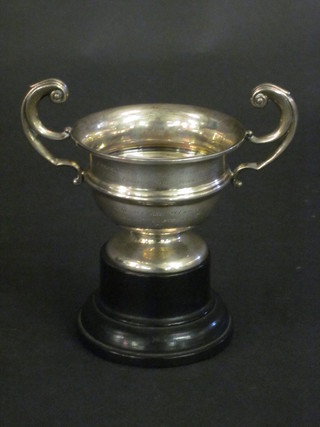 A silver twin handled trophy cup Birmingham 1931, 3 ozs